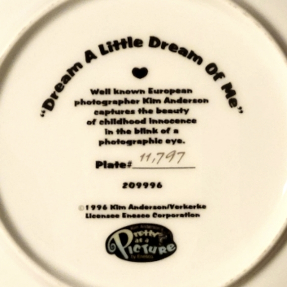 Vtg 1996 Collector's Plate Pretty As A Picture Dream A Little Dream Of Me 209996 - Picture 3 of 3